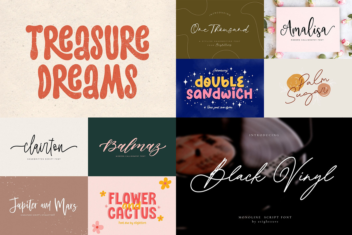 SALE - Font Bundle 50 Fonts, a Script Font by etigletters (Photo 4 of 5)