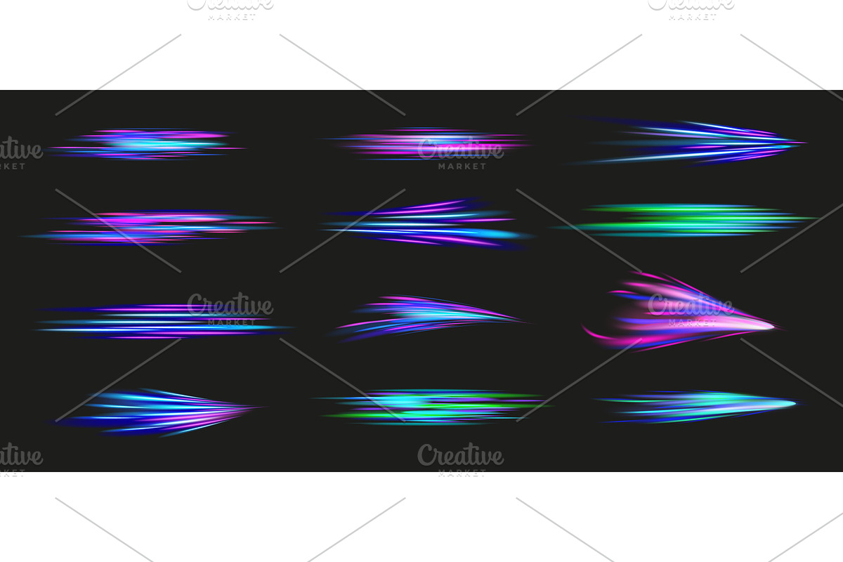 Abstract neon speed lines. Glowing, an Illustration by winwin.art