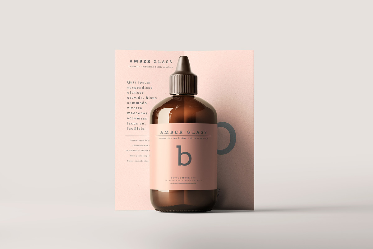 Amber Glass Bottle Mockups, a Cups & Container Mockup by pmvch (Photo 12 of 20)