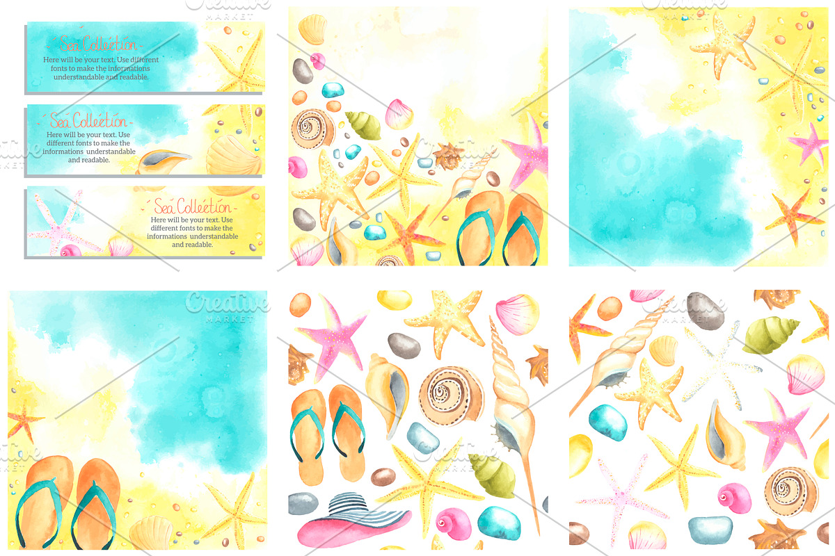 Sunny Beach. Watercolor., an Object Graphic by Olga Bonitas (Photo 3 of 4)