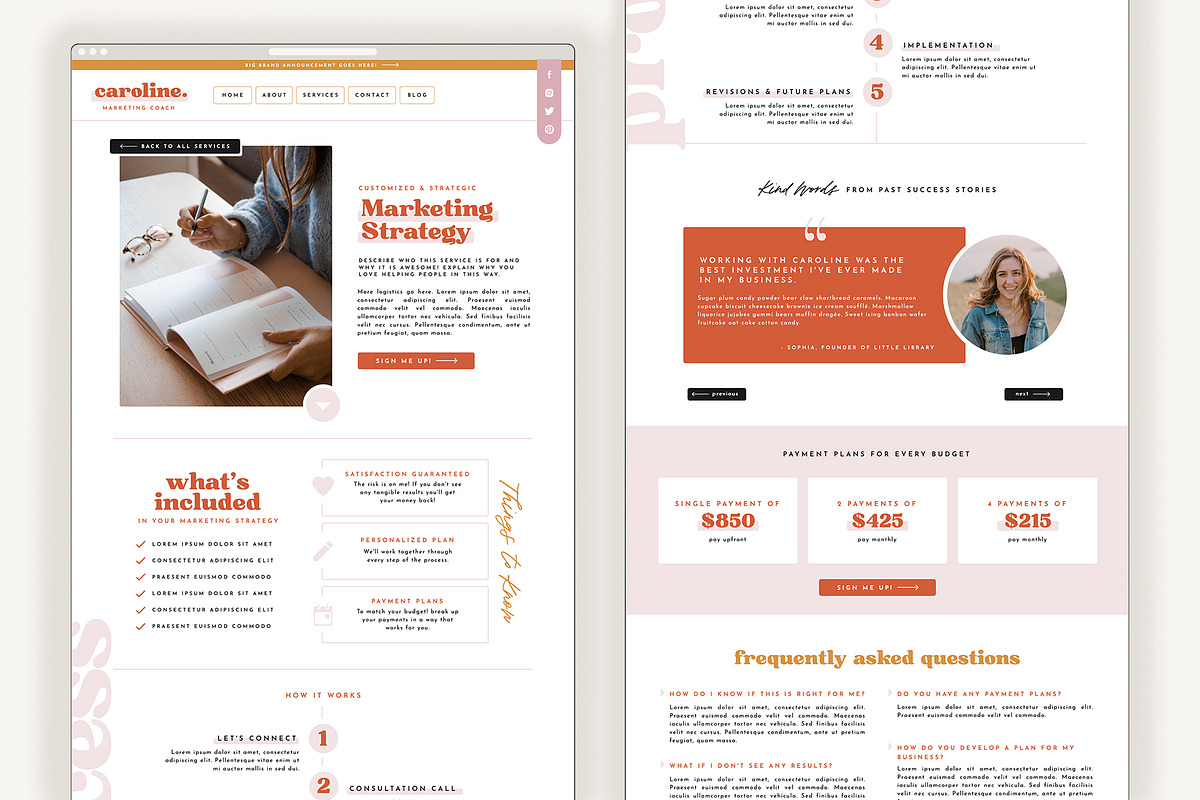 Caroline Showit Website Template, a Marketing Template by Rachel Kick (Photo 3 of 3)