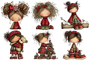Whimsical Christmas Girl Clipart, an Illustration by Pixels.Craft (Thumbnail 4 of 6)