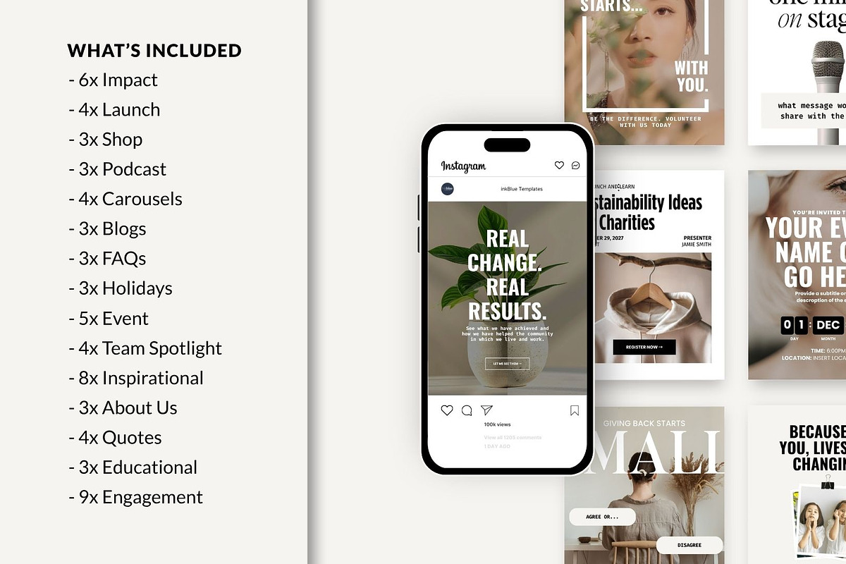 Beige Charity Instagram Templates, a Social Media Template by InkBlue Templates (Photo 4 of 9)