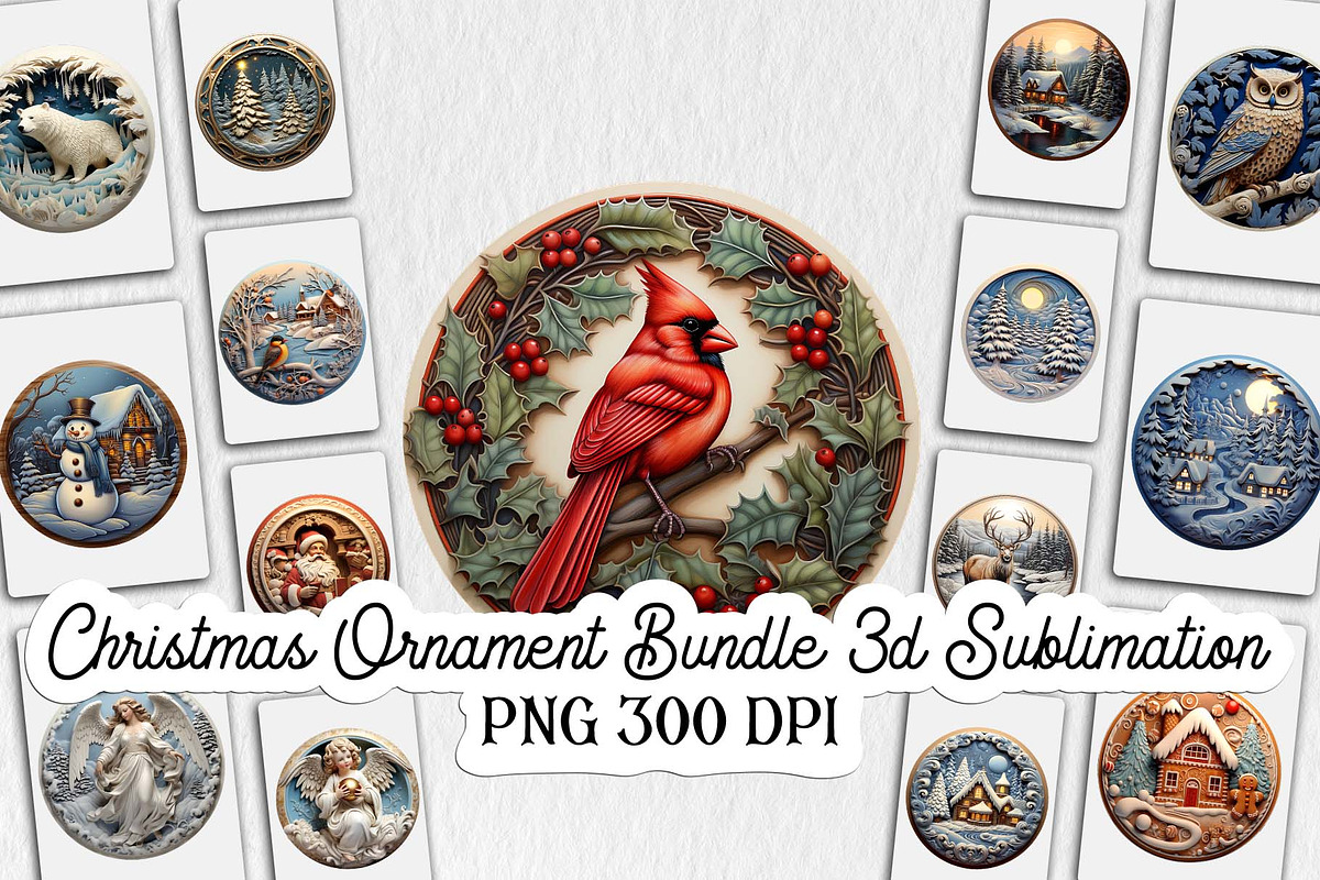 Christmas Ornament Bundle 3d, an Illustration by Moon Studio (Photo 1 of 11)