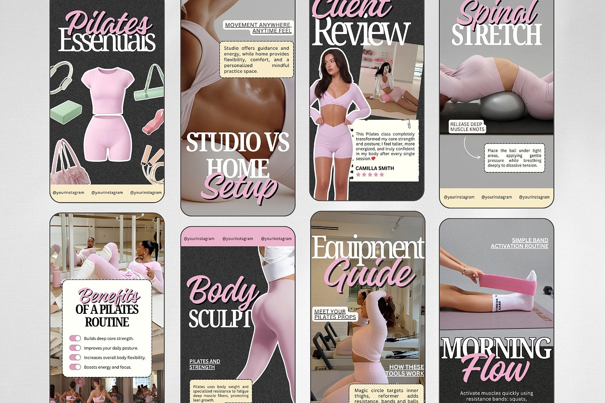 Pilates Instagram Templates, a Social Media Template by ZenSocialDesigns (Photo 3 of 9)