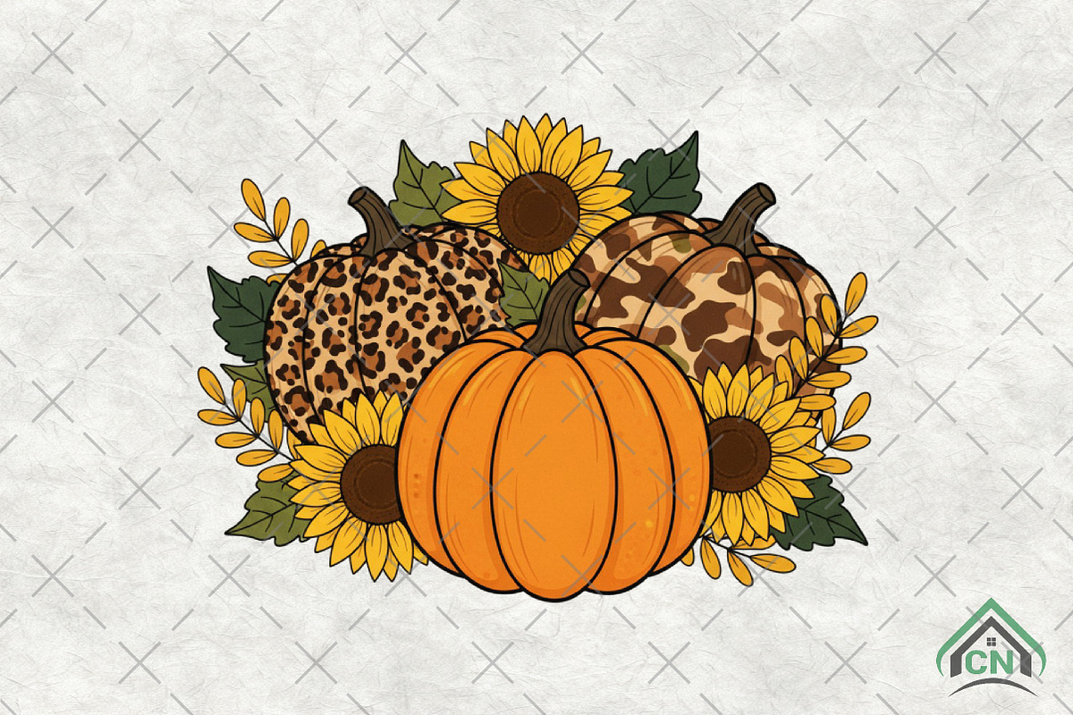 Floral Leopard Pumpkin Fall Png, an Illustration by Craft Nest (Photo 1 of 6)