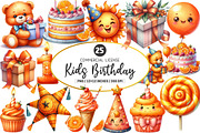 Kids Orange Birthday Watercolor PNG, an Illustration by SinaCreation (Thumbnail 1 of 5)