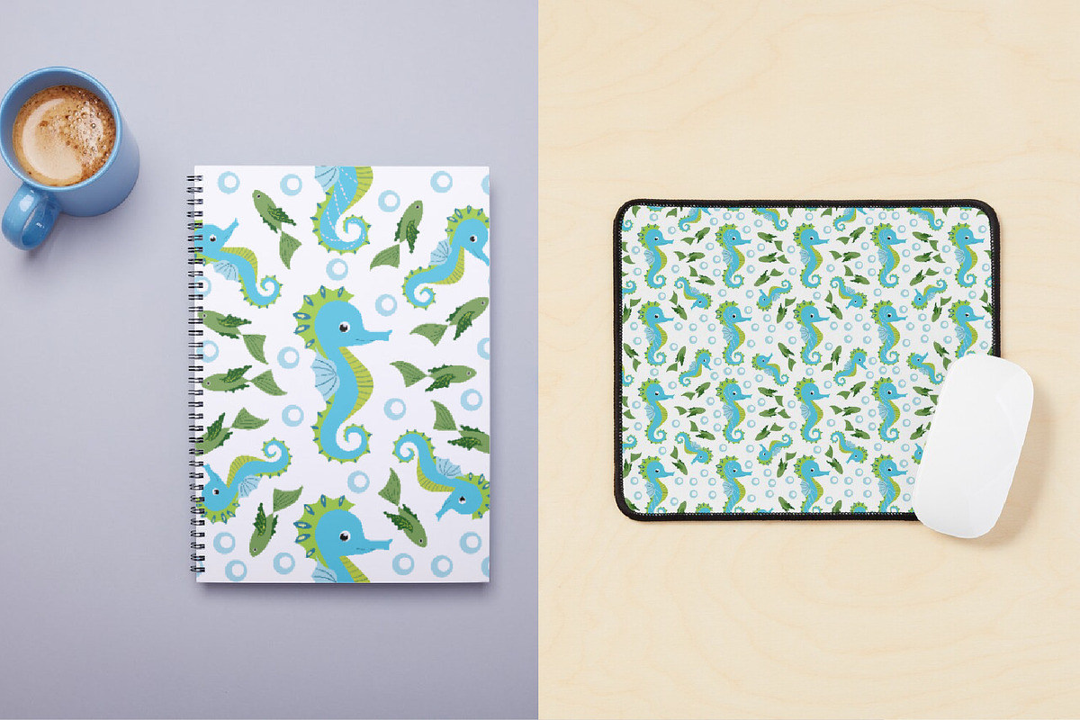 Seahorse Seamless Patterns, a Pattern Graphic by Michiru13 (Photo 16 of 23)