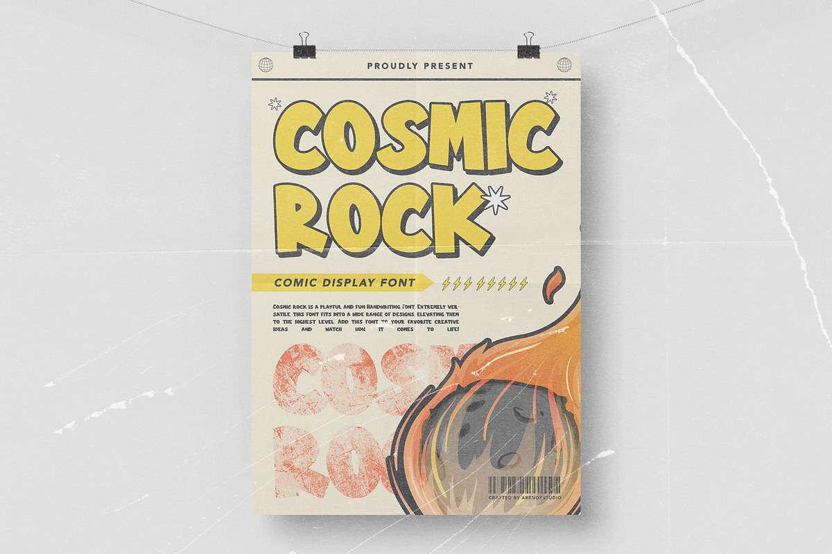 Cosmic Rock - A Comic Display Font, a Font by Arendxstudio (Photo 3 of 9)