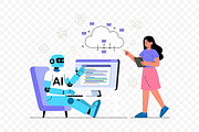 AI Robot Coding with Human Manager, a Technology Illustration by Partikusi Design (Thumbnail 3 of 3)