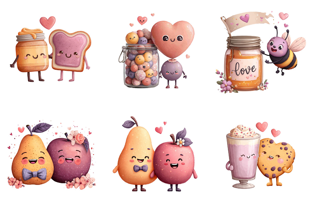 Valentine Food Pairs Clipart, an Illustration by DreamArtGraphic (Photo 3 of 4)