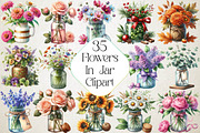 Flowers in Jar Sublimation Clipart, an Illustration by DreamPrint404 (Thumbnail 1 of 5)