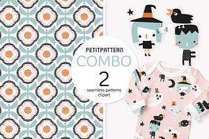 Kids Halloween Seamless Patterns