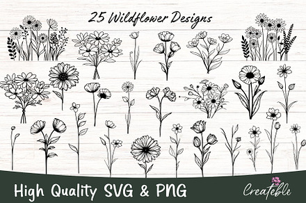 Wildflower SVG PNG Bundle, an Object Graphic by Createble