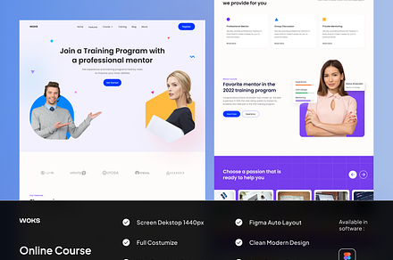 Woks - Online Course Landing Page, a Landing Page Template by SundayWorkTeam