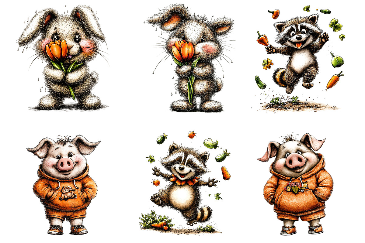 Whimsical easter animals clipart, an Illustration by SinaCreation (Photo 5 of 11)