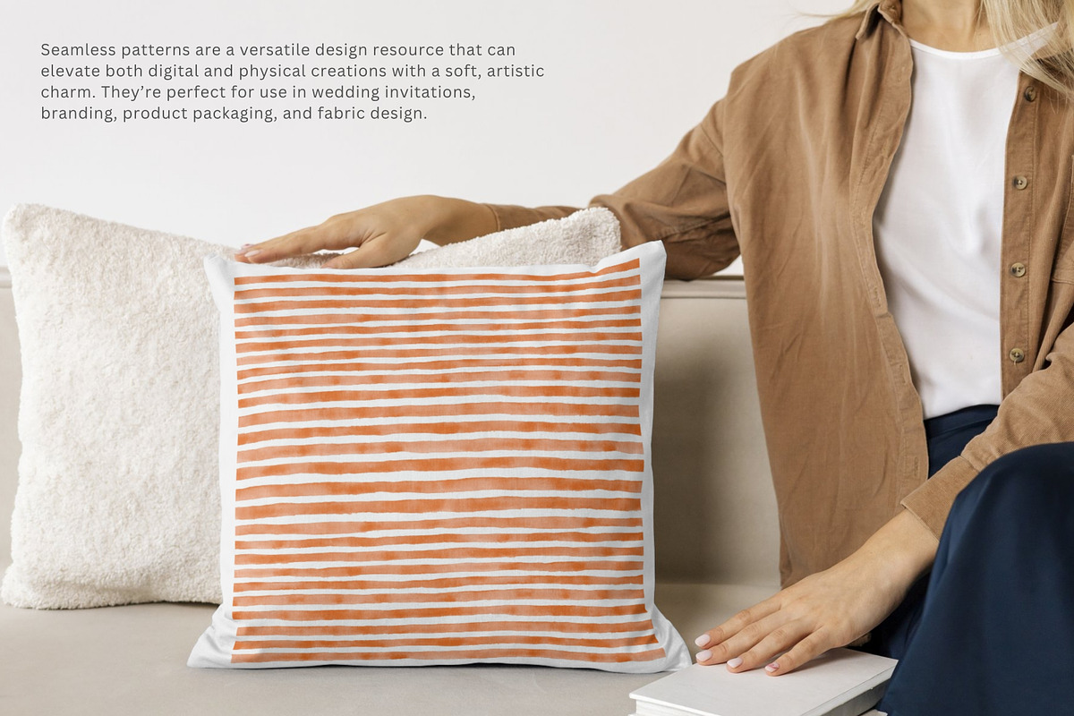 orange stripes watercolor pattern, a Pattern Graphic by Pink Studio Art (Photo 5 of 5)