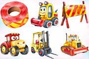 Watercolor Construction Clipart PNG, an Illustration by Canvas Craft (Thumbnail 2 of 4)