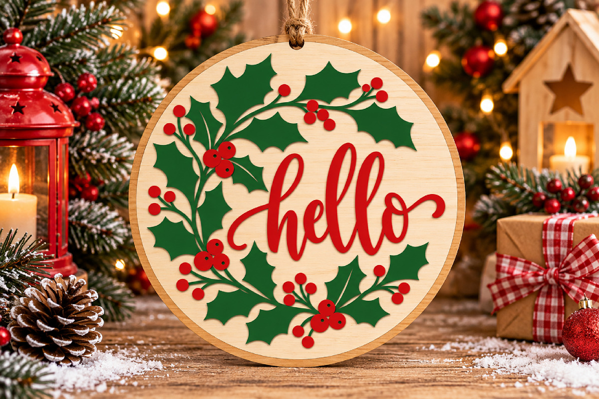 Christmas Hello Ornament Laser Cut, a Seasonal Illustration by Canvas Craft (Photo 4 of 6)