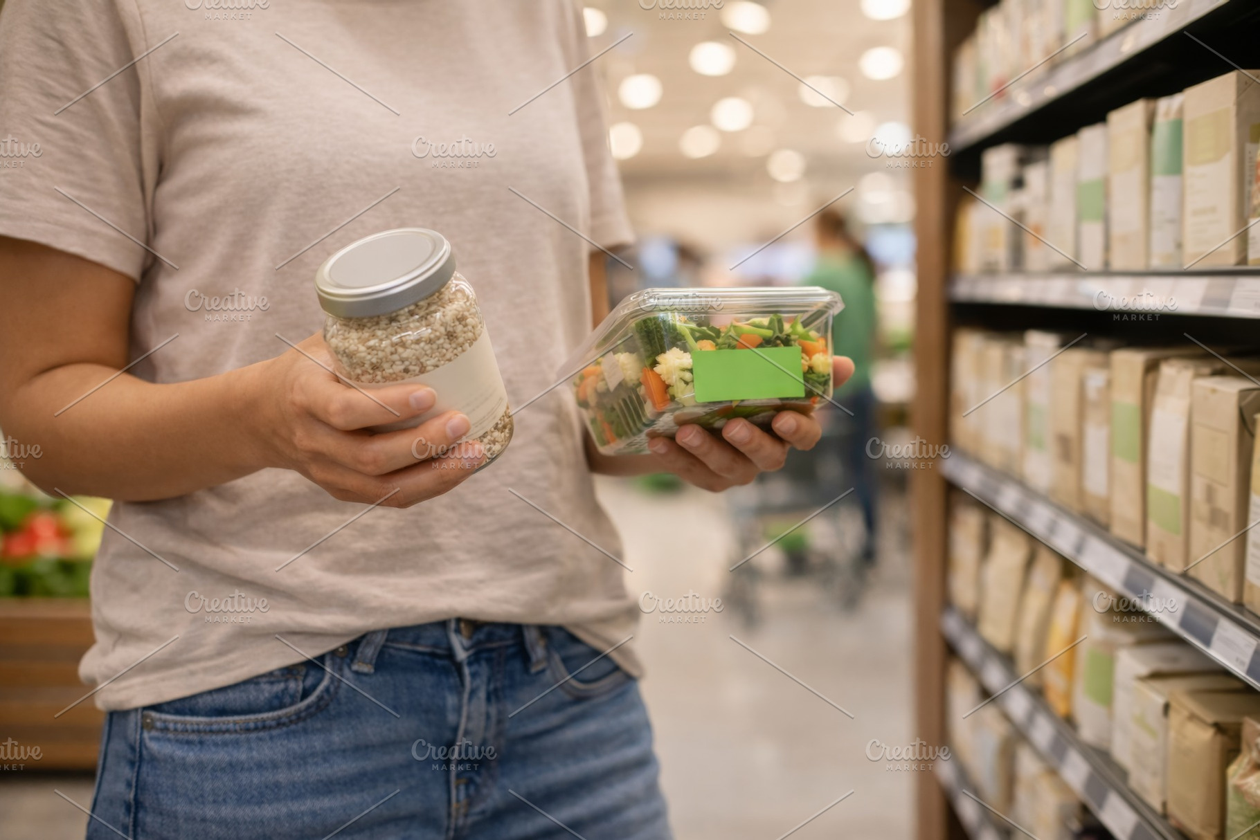 Healthy food shopping scene in groce, a Photo by Dvoevnore photos