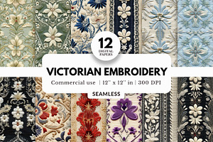 12 Victorian Embroidery Backgrounds