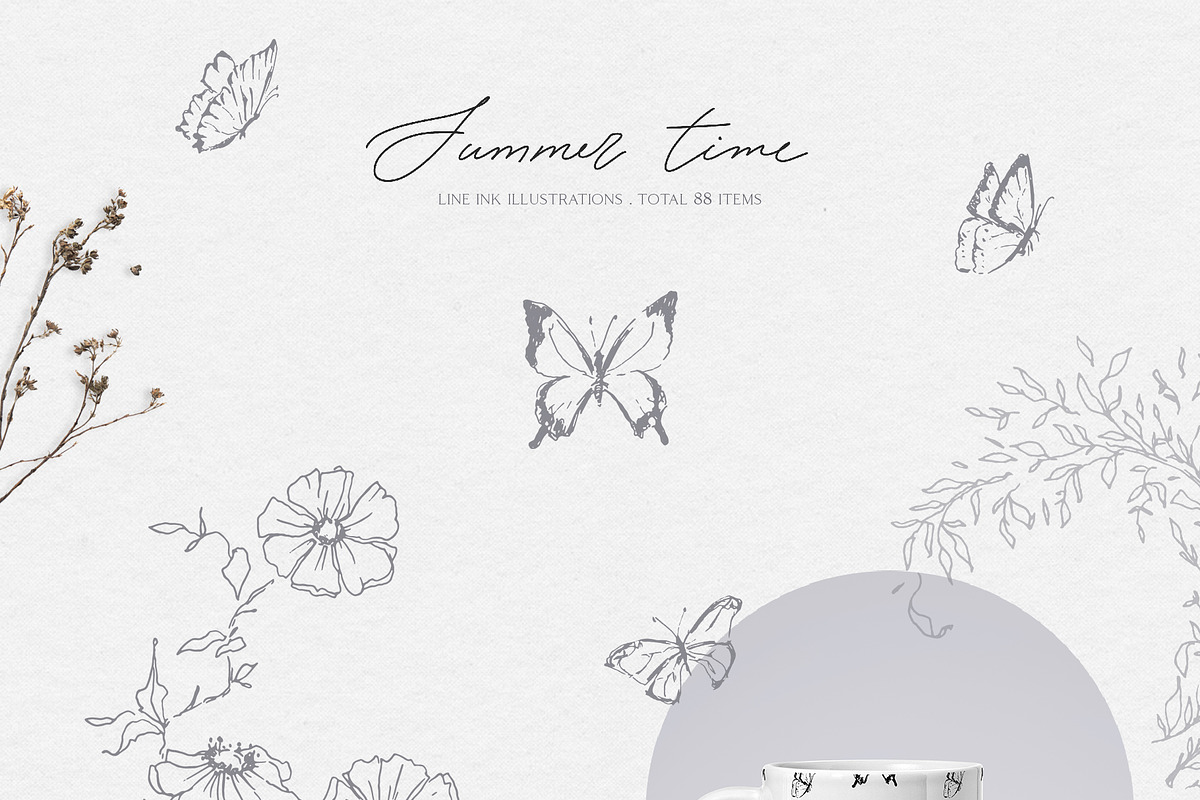 Summer botanical line art, a Decorative Illustration by Summer Nightingale Art (Photo 3 of 12)