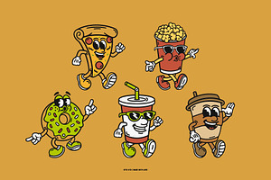 Food Cartoon Character Mascot Retro