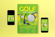 Green Y2K Golf Tournament Flyer Set, a Flyer Template by graphicook (Thumbnail 1 of 3)