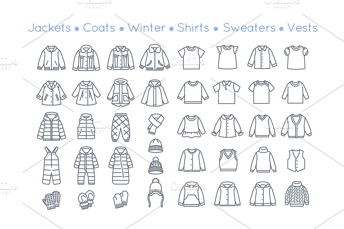 Baby Clothes Garment Thin Line Icons, an Outline Icon by Vectorikart (Photo 4 of 6)