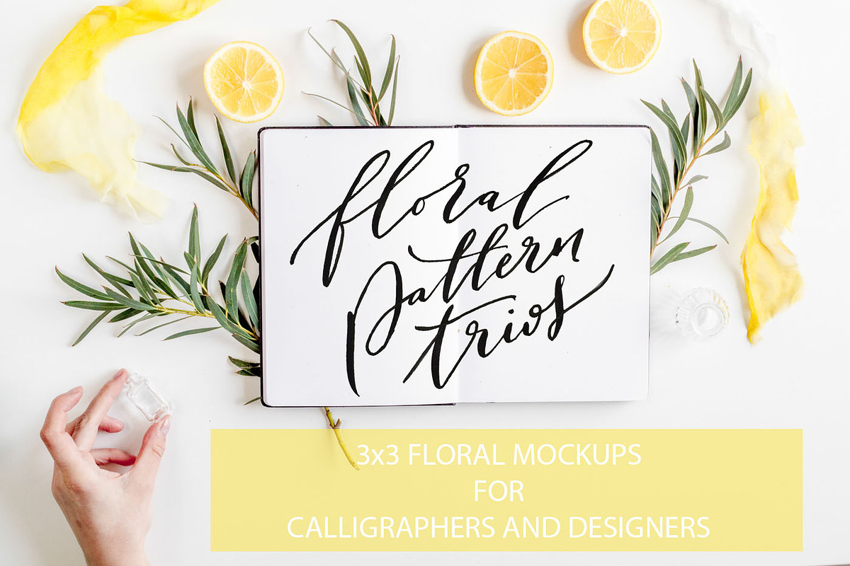 3x3 Floral Pattern Trios mockups, a Books & Magazine Mockup by oh.clarita (Photo 1 of 8)