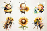 Cute Bee and Sunflower Clipart, an Illustration by RobertsArt (Thumbnail 6 of 6)
