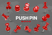 Push Pin Vector Illustration Set, an Object Graphic by DesignerCandies (Thumbnail 1 of 6)