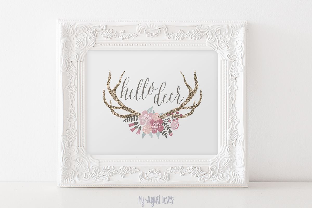 Hello Deer Antler Printable Art