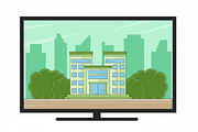 hotel building landscaped vector, a Decorative Illustration by zyxroun shop (Thumbnail 3 of 3)