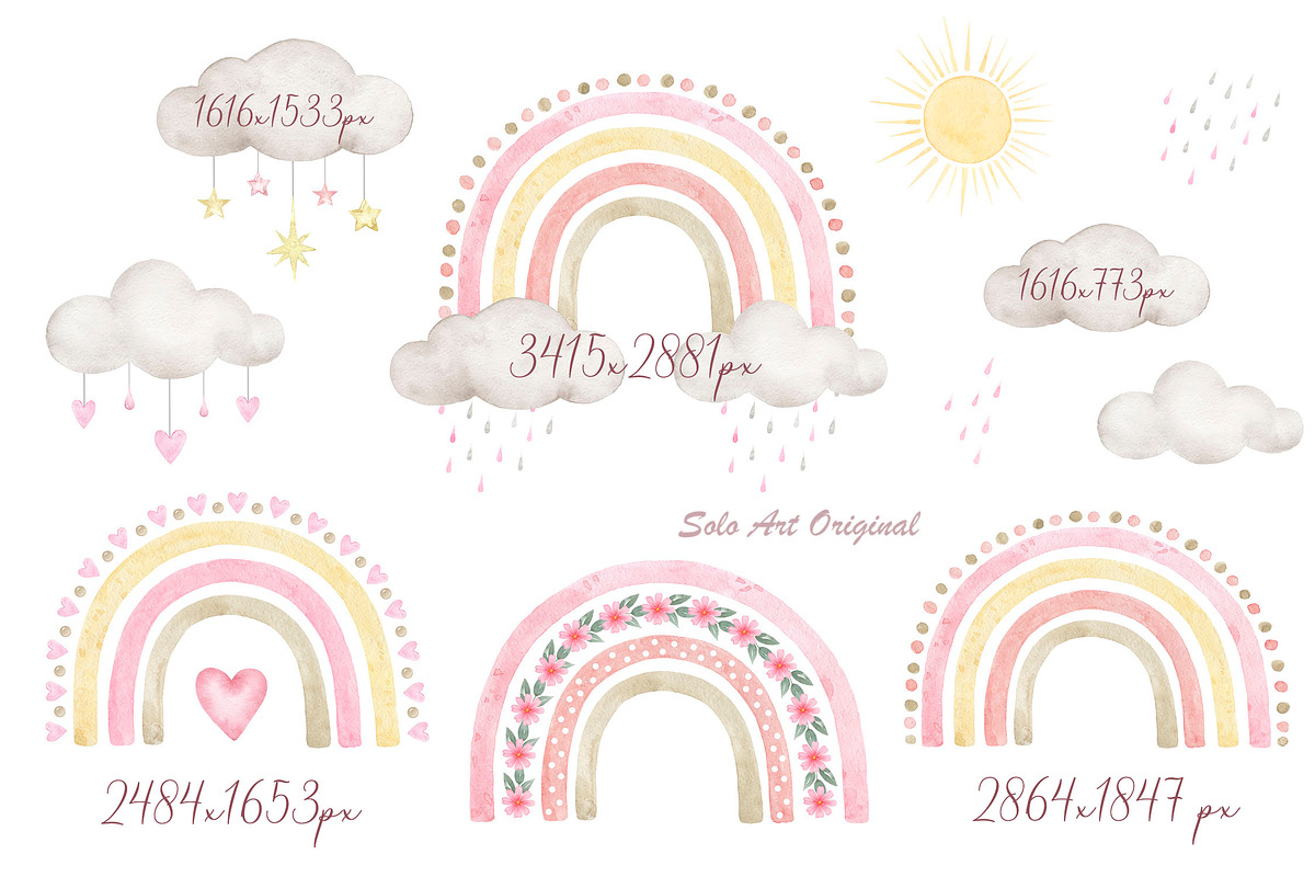 Teddy bear Baby girl Bunny Rainbow, an Animal Illustration by Solo Art Original (Photo 4 of 8)