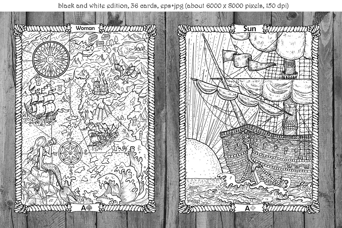 Old Marine Lenormand deck vector, a Texture Illustration by Samiramay (Photo 3 of 8)