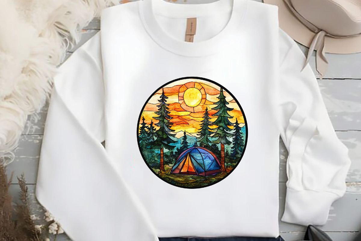 Round Stained Glass Summer Clipart2, an Illustration by DreamCafeArt (Photo 1 of 7)