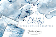 Blue Watercolor Washes+Papers, an Illustration by Feather Grace Designs (Thumbnail 1 of 7)