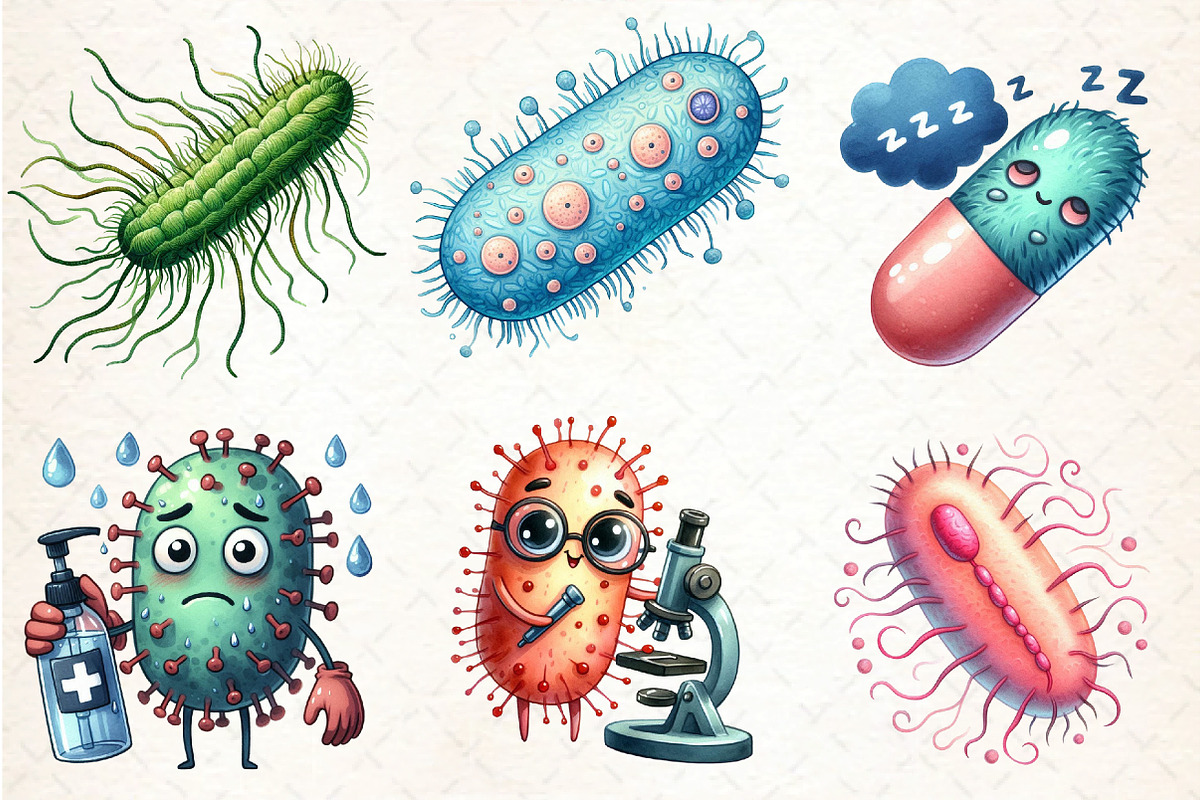 Watercolor Bacteria Clipart, an Illustration by DreamCafeArt (Photo 4 of 6)