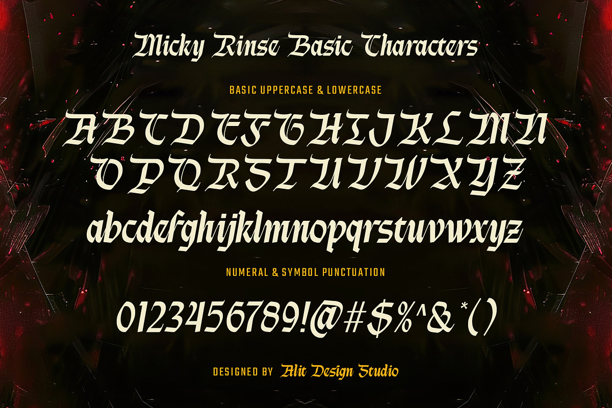 Micky Rinse Typeface, a Blackletter Font by alit design (Photo 9 of 20)