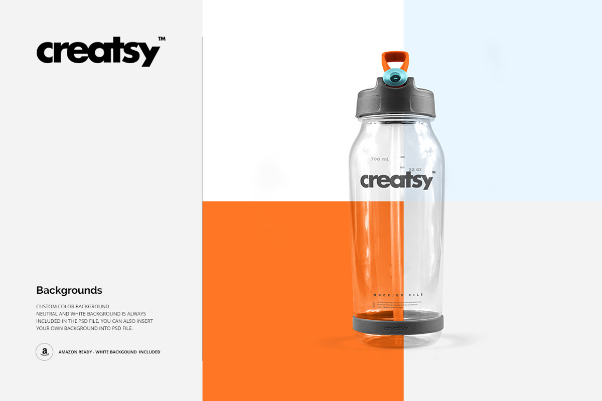 Flip Top Clear Water Bottle Mockup, a Product Mockup by creatsy4 (Photo 11 of 13)