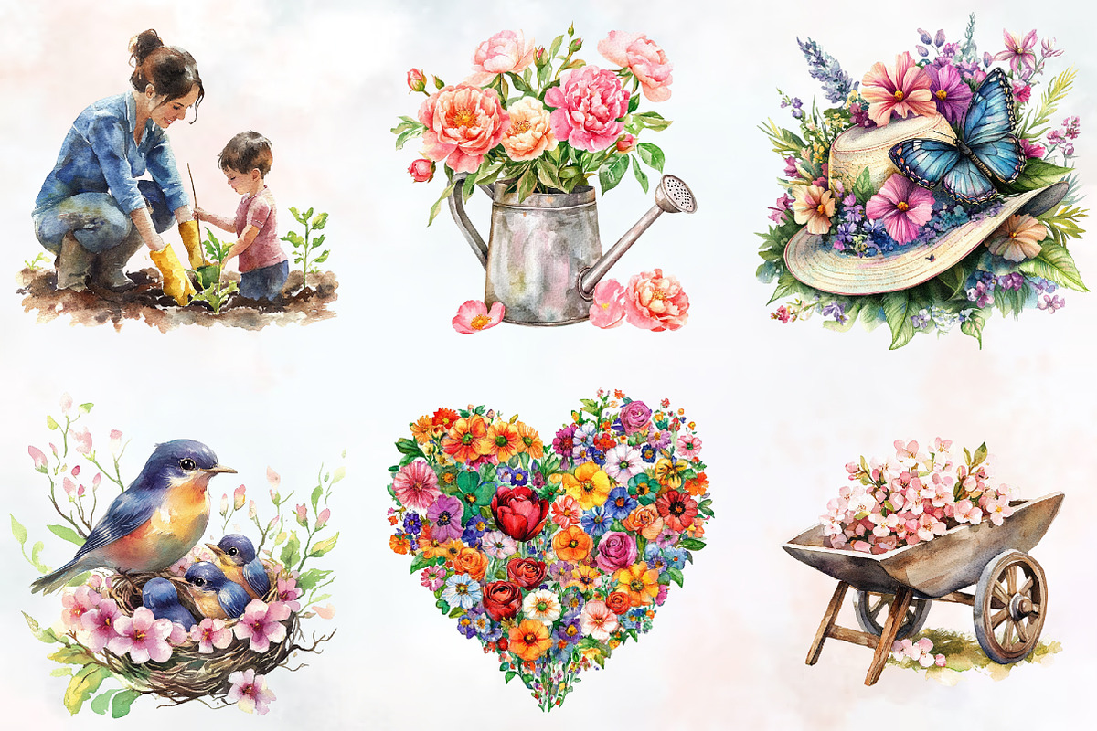 Garden Mother's Day Watercolor Clipa, an Illustration by RobertsArt (Photo 2 of 7)