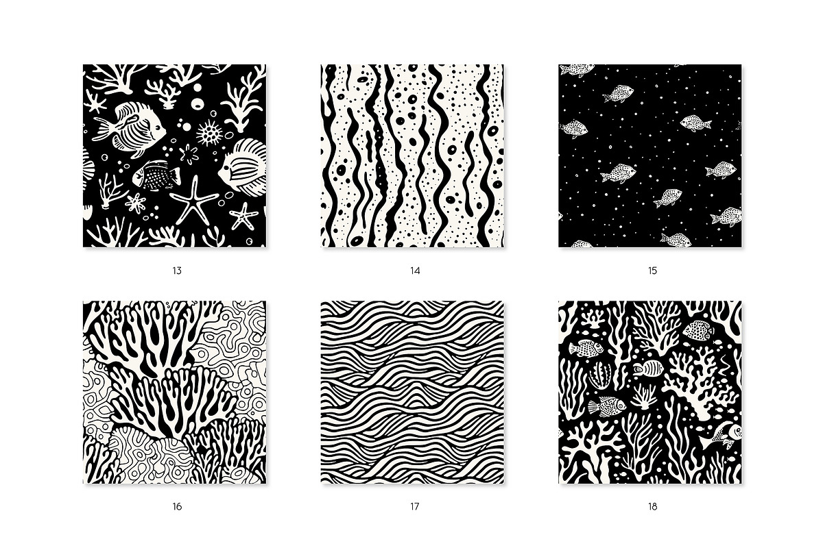 Underwater Seamless Patterns Bundle, a Pattern Graphic by Curly_Pat (Photo 5 of 15)