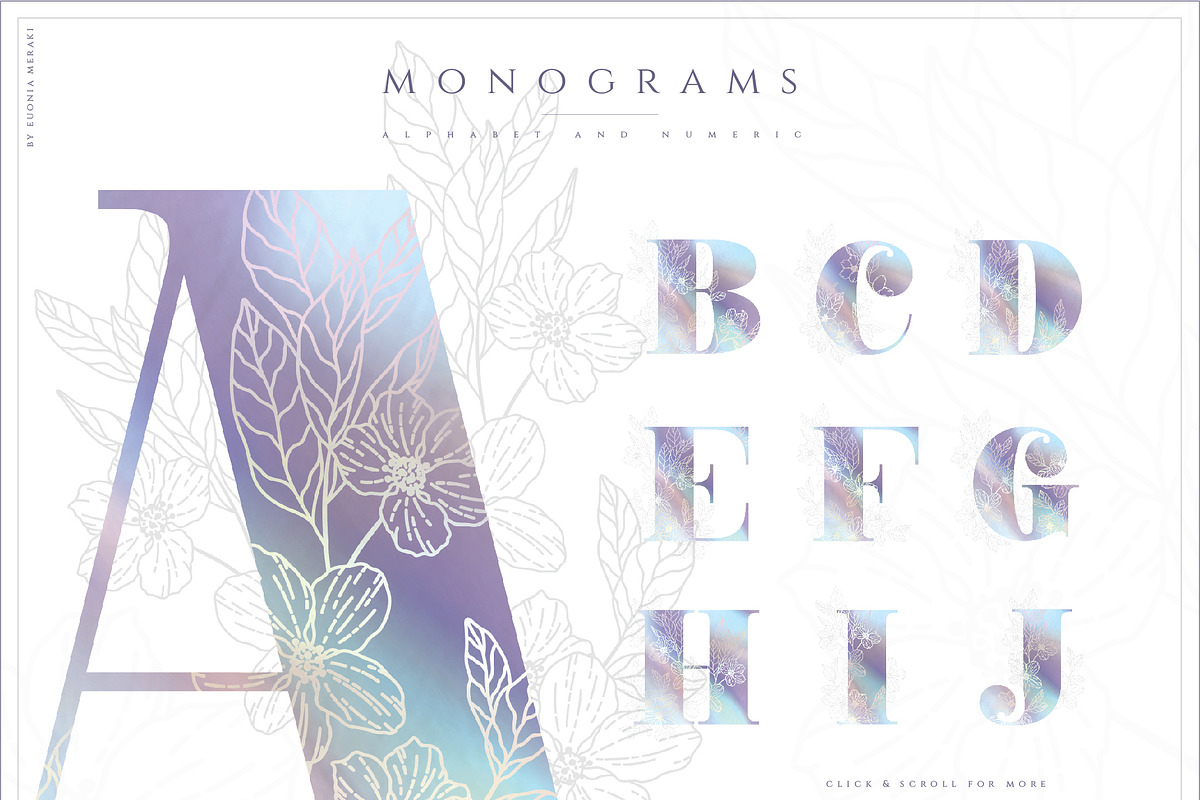 NACRE Monograms & Floral Set, an Object Graphic by Euonia Meraki (Photo 3 of 12)