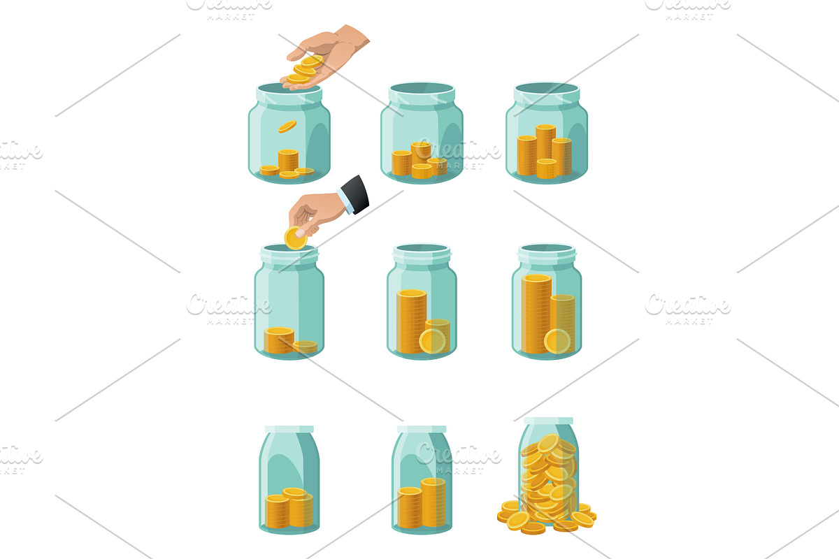 Investing bottle money, icon, a Finance Illustration by Things for designers