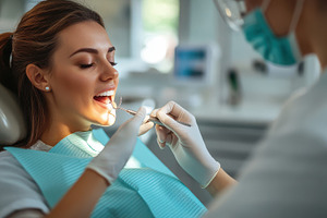 Dental Checkup: Smiling woman gettin, a Health & Medical Photo by Pixeness Studio