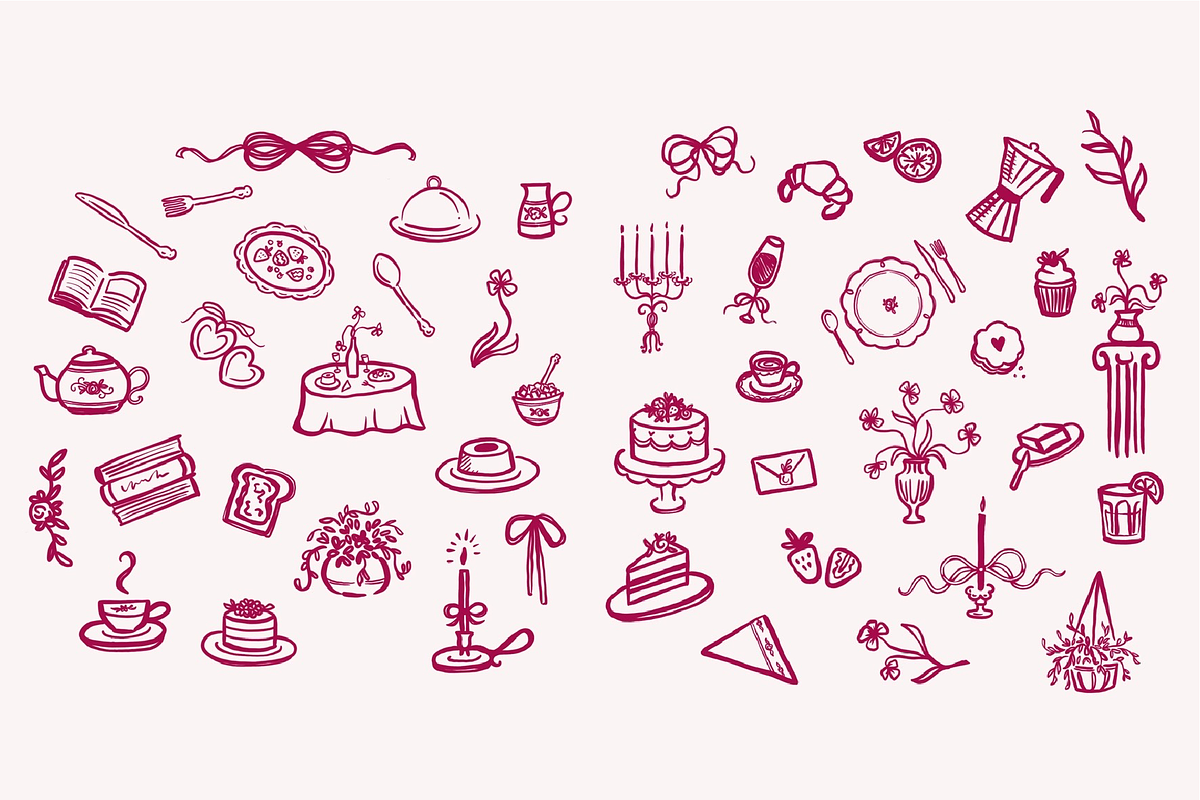 50+ Hand Drawn Tea Party Clipart Set, an Illustration by Jordyn Grace Design (Photo 2 of 4)