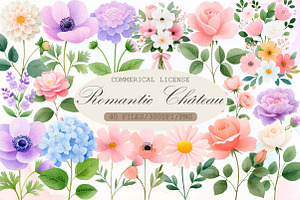 Romantic Pastel Floral Clipart Set, an Illustration by Sublimation Artist