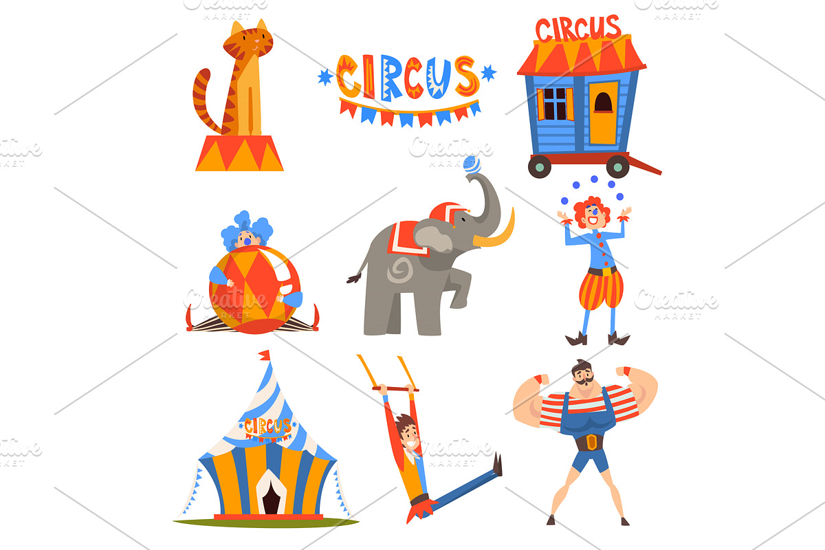 Collection of Circus Characters, an Illustration by TopVectors
