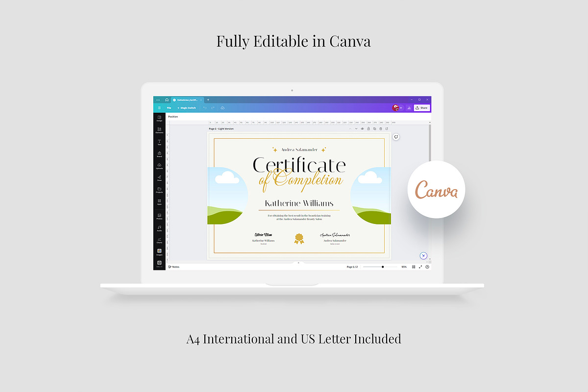 Esthetician Certificate Template, a Stationery Template by artbart (Photo 9 of 10)